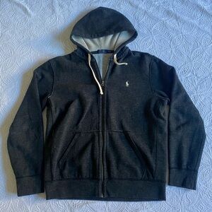 Polo Ralph Lauren Charcoal Zip Hoodie with Blue Label